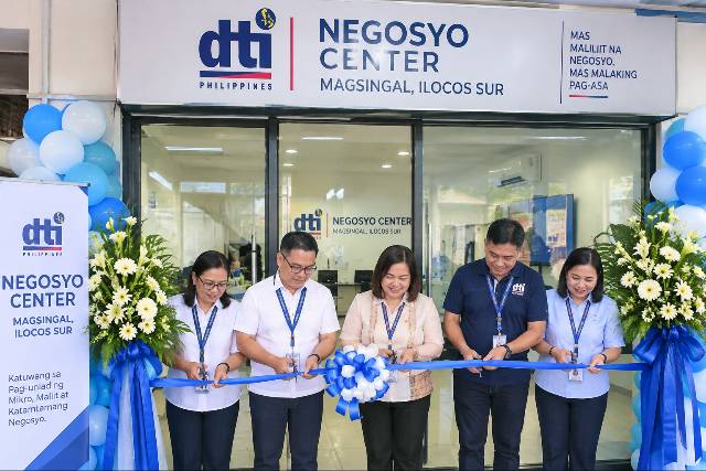AI-generated illustration of a Negosyo Center ribbon-cutting ceremony in Magsingal, Ilocos Sur